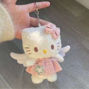 Plush Hello Kitty Angel Keychain with Pink Dress